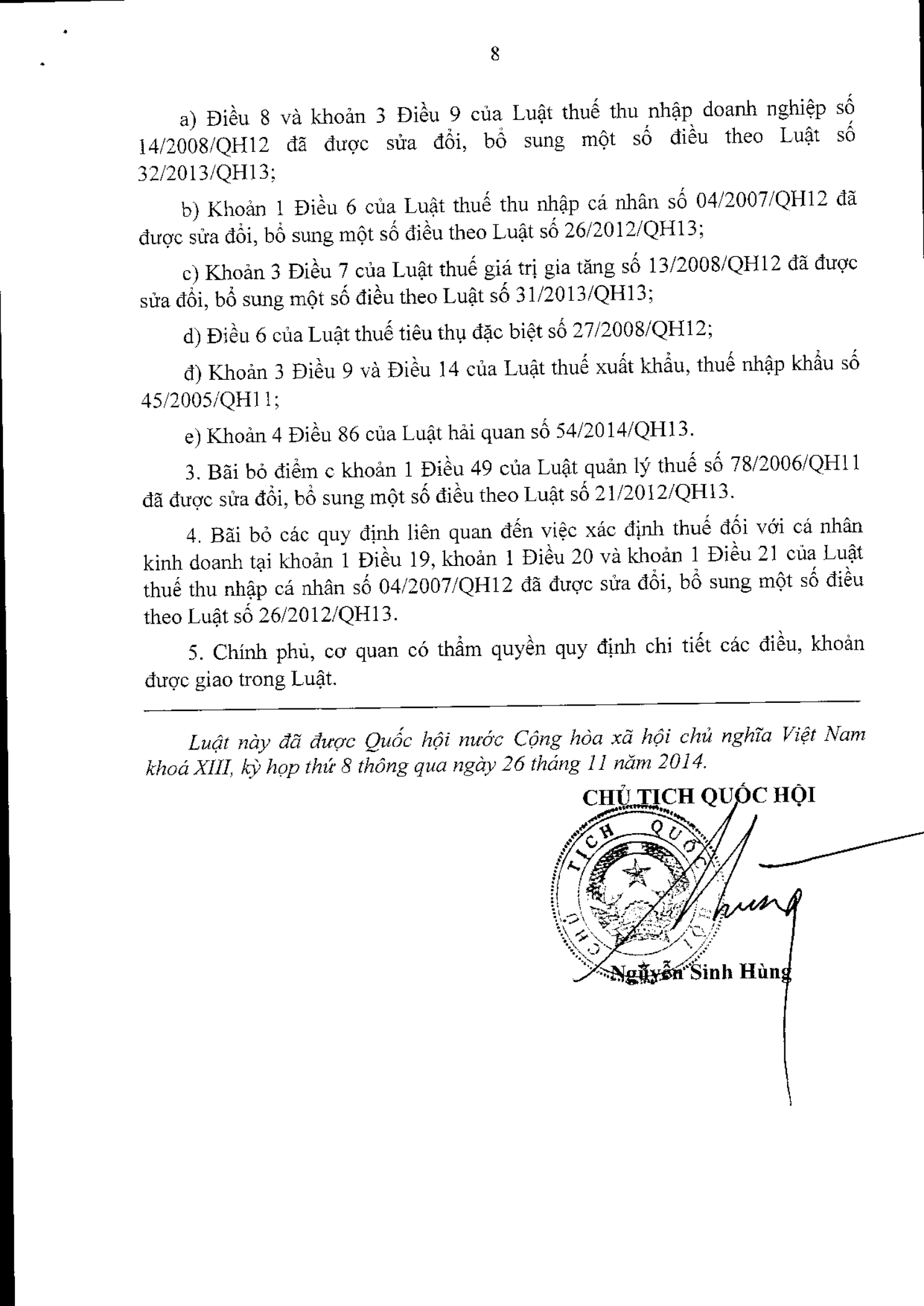 Trang 8 bản gốc 71/2014/QH13