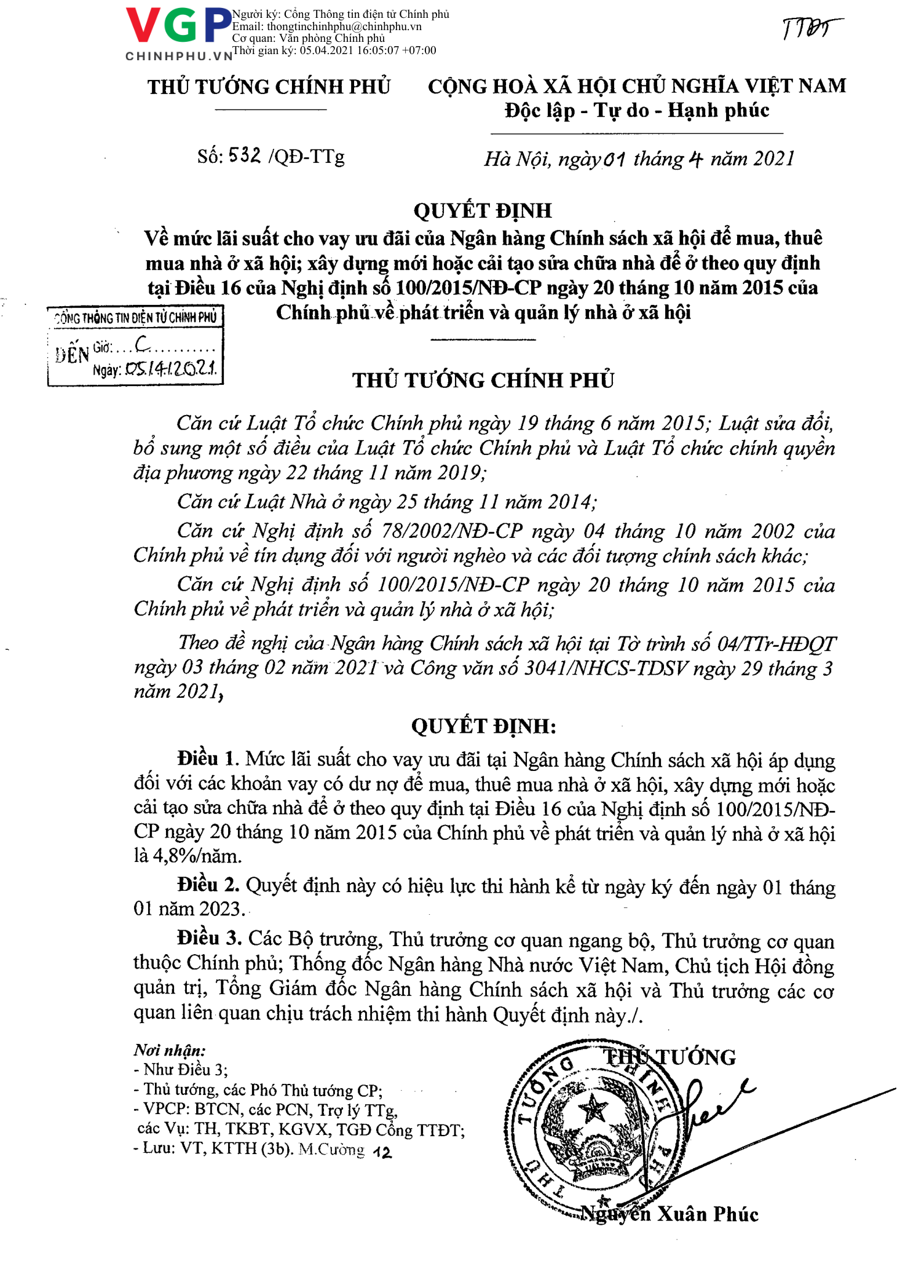 Trang 1 bản gốc 532/QĐ-TTg